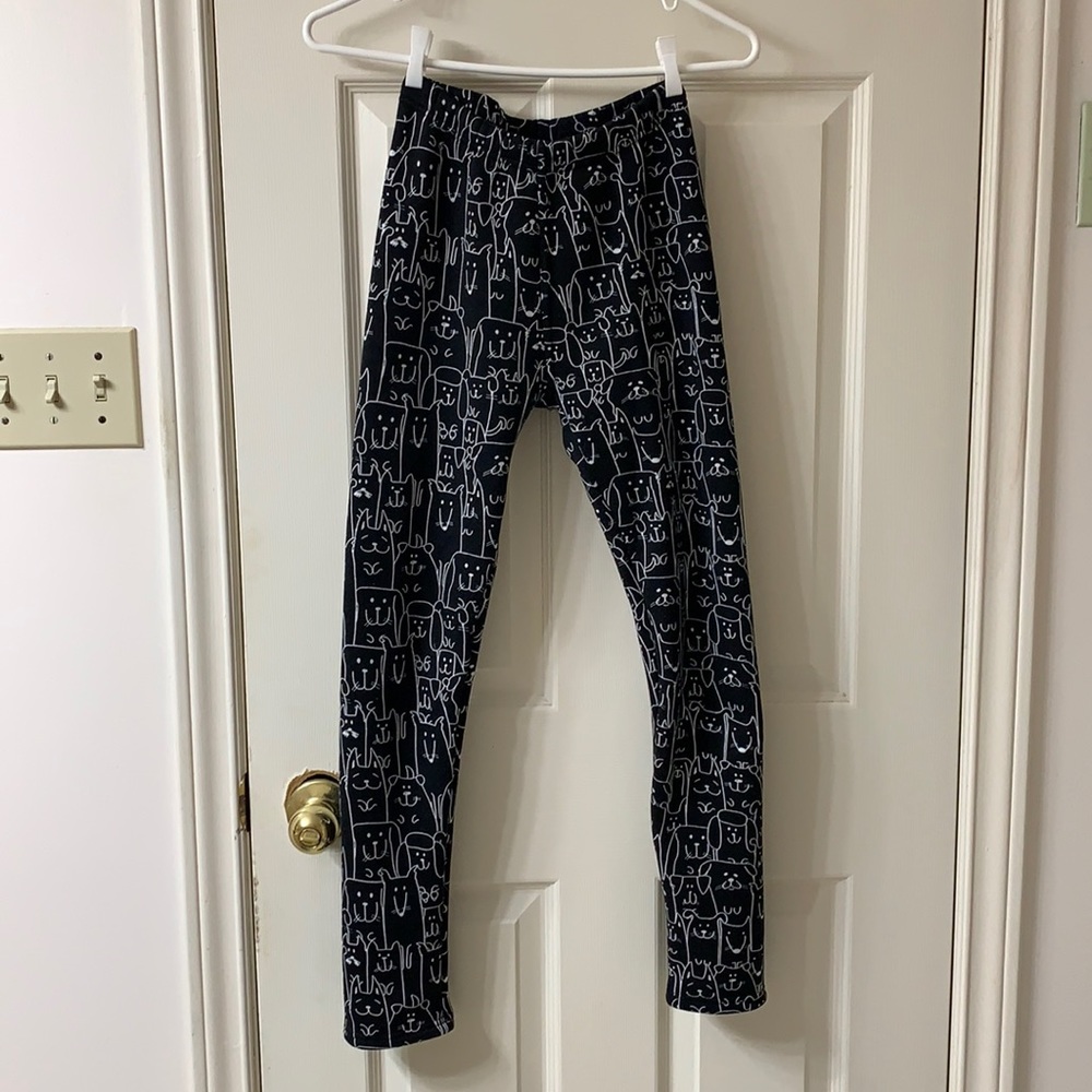 🌷3 for $25🌷Just Cozy, US XS/S, Black & White Kitty Print Fleece Lined Leggings